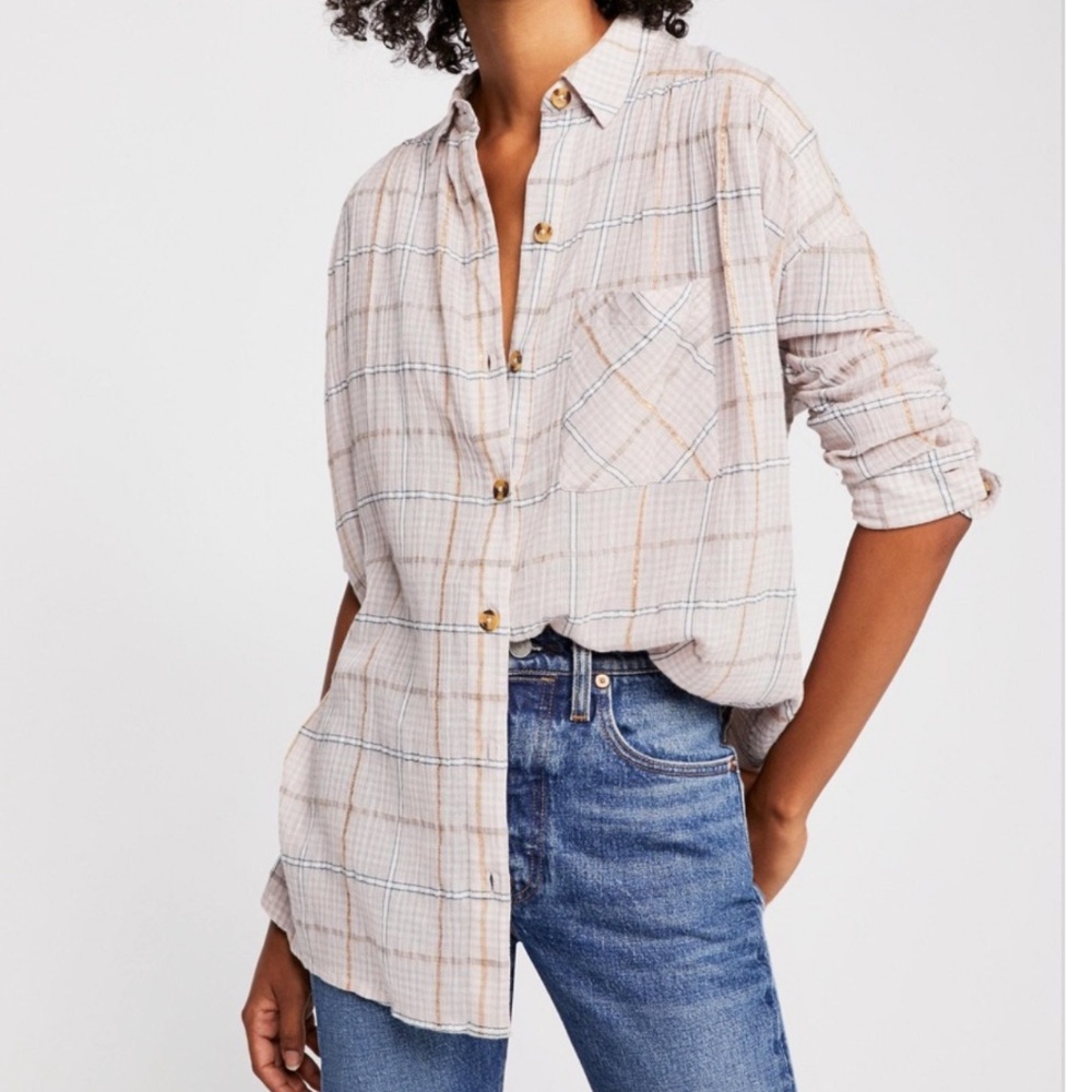 Free People Break My Stride Metallic Plaid Shirt
Medium